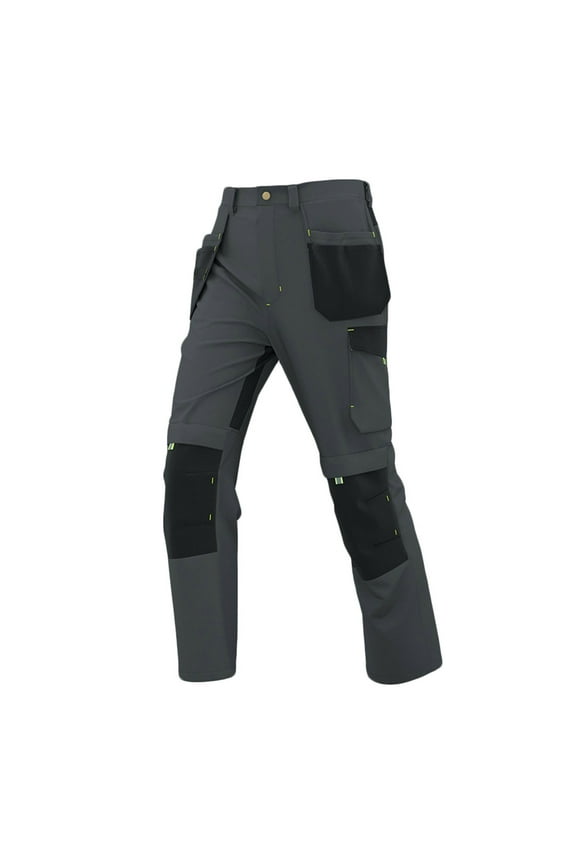 Men's Workshop Construction Work Pants with Multiple Pockets Wear-Resistant Durable Detachable Fly Pocket Worker Multifunctional Cargo Pants