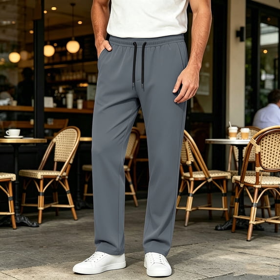 Thousandth Mens Straight Leg Athletic Pants Plus Size Lightweight Quick Dry Trousers Elastic Drawstring Waist Bottoms for Workout