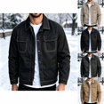 thumbnail image 1 of Thousandth Sherpa Lined Trucker Jacket for Men Lapel Collar Button Front Outerwear Casual Multi Pockets Work Coat for Outdoor Daily Street, 1 of 6