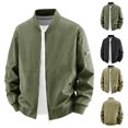 thumbnail image 1 of Thousandth Stylish Zip Up Bomber Jacket for Men Trendy Plus Size Urban Coat with Ribbed Cuffs Athletic Casual Outerwear for Fall, 1 of 7