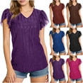thumbnail image 1 of Thousandth Trendy Tops for Women 2026 V-Neck Flutter Casual Shirts Summer Short Sleeve Blouses Breathable T-Shirts Sparkly Striped Dressy Tops for Women, 1 of 8