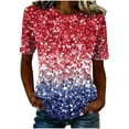 thumbnail image 1 of Thousandth Women's 4th of July Tops 250th Anniversary USA Patriotic Breathable Tees American Flag Glitter Sparkle Blouse Summer Independence Day Party T-Shirts, 1 of 6