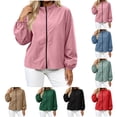 thumbnail image 1 of Thousandth Women's Casual Zip Up Jacket Long Sleeve Loose Fit Sport Windbreaker Lightweight Breathable Versatile Tops for Outdoor Travel and Vacation, 1 of 7