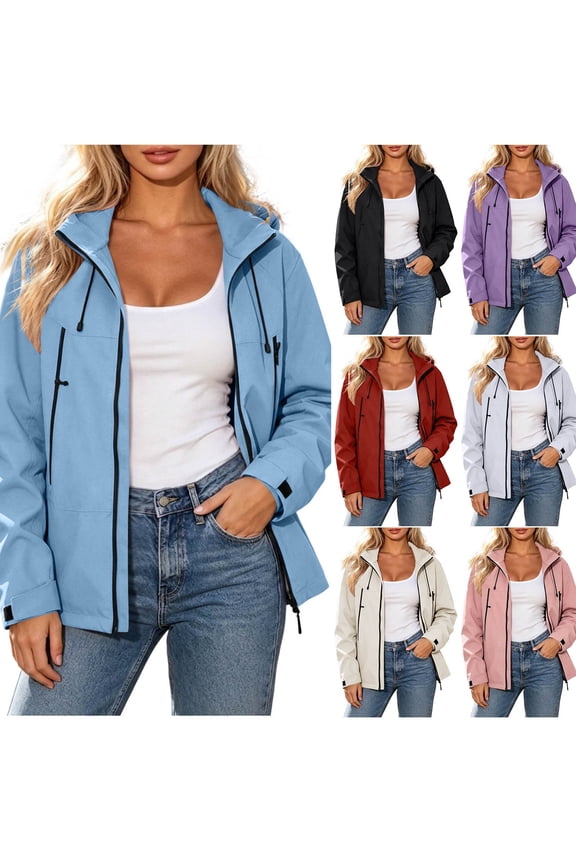 Women's Lightweight Softshell Jacket Casual Hooded Full Zip Water Resistant Windbreaker with Pockets Fall Active Outdoor Travel Coat