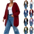 thumbnail image 1 of Thousandth Women's Loose Fit Zip Up Hooded Coat Casual Mid Length Oversized Long Sleeve Sweatshirt Fall Winter Warm Jacket, 1 of 8