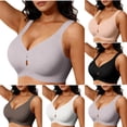 thumbnail image 1 of Thousandth Women's Seamless Wireless Bra Casual Comfort V-Neck Breathable Underwear Support Bralette with Keyhole Cutout Wide Strap Everyday Underwear, 1 of 7