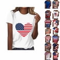 thumbnail image 1 of Thousandth Women's Vintage Flag Shirts Plus Size 4th of July Patriotic T-Shirt Distressed Flag Tops with Flower Print Summer Short Sleeve Blouse Independence Day Outfit, 1 of 7