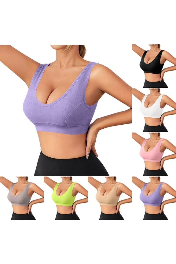 Women's Workout Bra Casual Soft Breathable Ribbed Seamless Athletic Wear Medium Support Lightly Sports Underwear Comfort Yoga & Gym Bralette