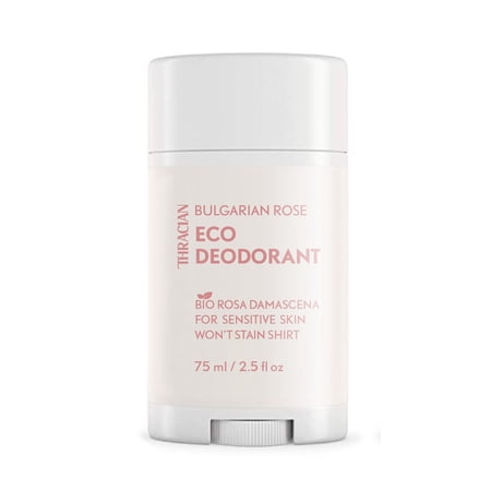 Thracian™ Bio Bulgarian Rosa Damascena Eco Deodorant with Zinc Oxide, for Sensitive Skin, Aluminum-Free, Baking Soda-Free, Alcohol-Free, No Added Fragrance, 2.5 Fl Oz