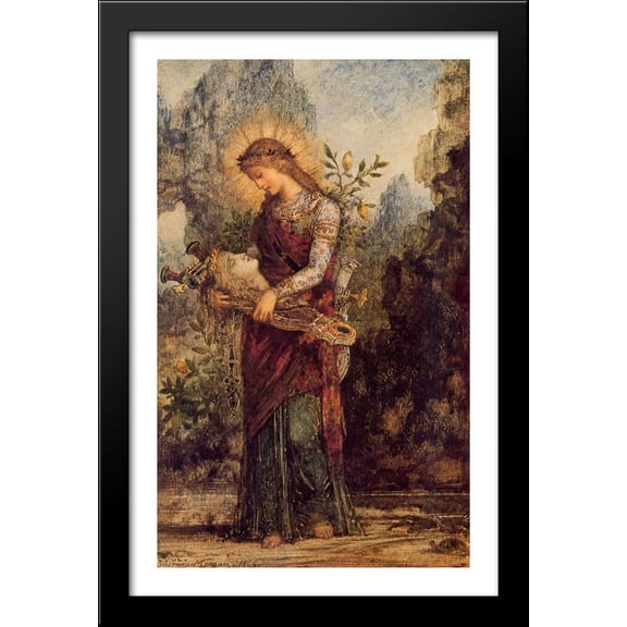 Thracian Girl Carrying the Head of Orpheus 26x40 Large Black Wood Framed Print Art by Gustave Moreau