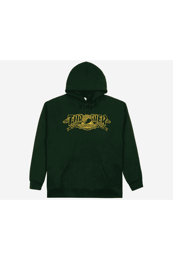 Anti Hero Magazine Banner Hooded Sweatshirt Small Forest Green