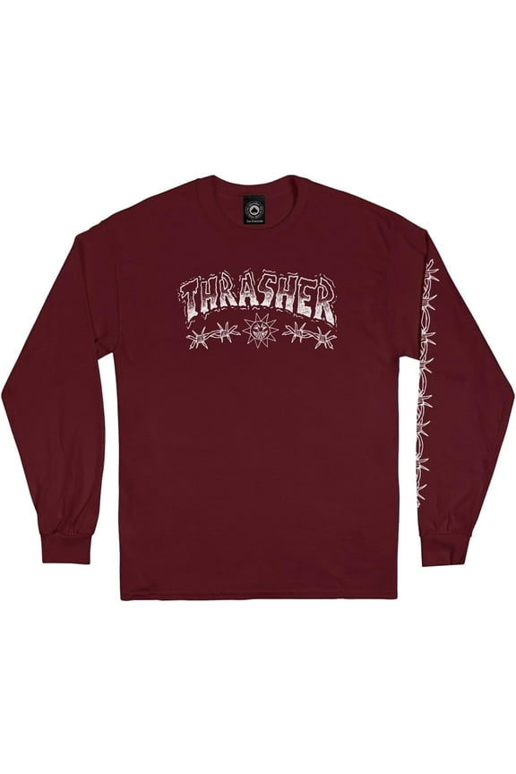 Barbed Wire Long Sleeve Shirt Medium Maroon