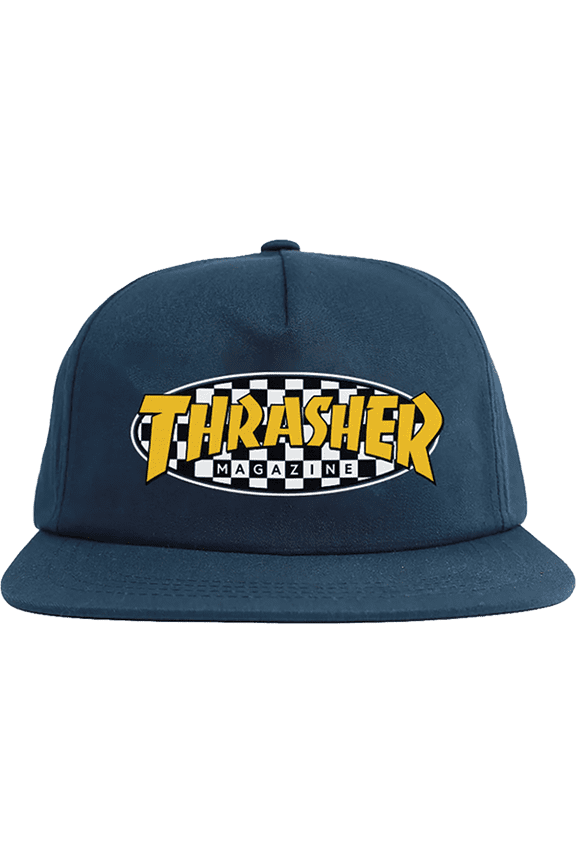 Checkered Oval Hat Navy