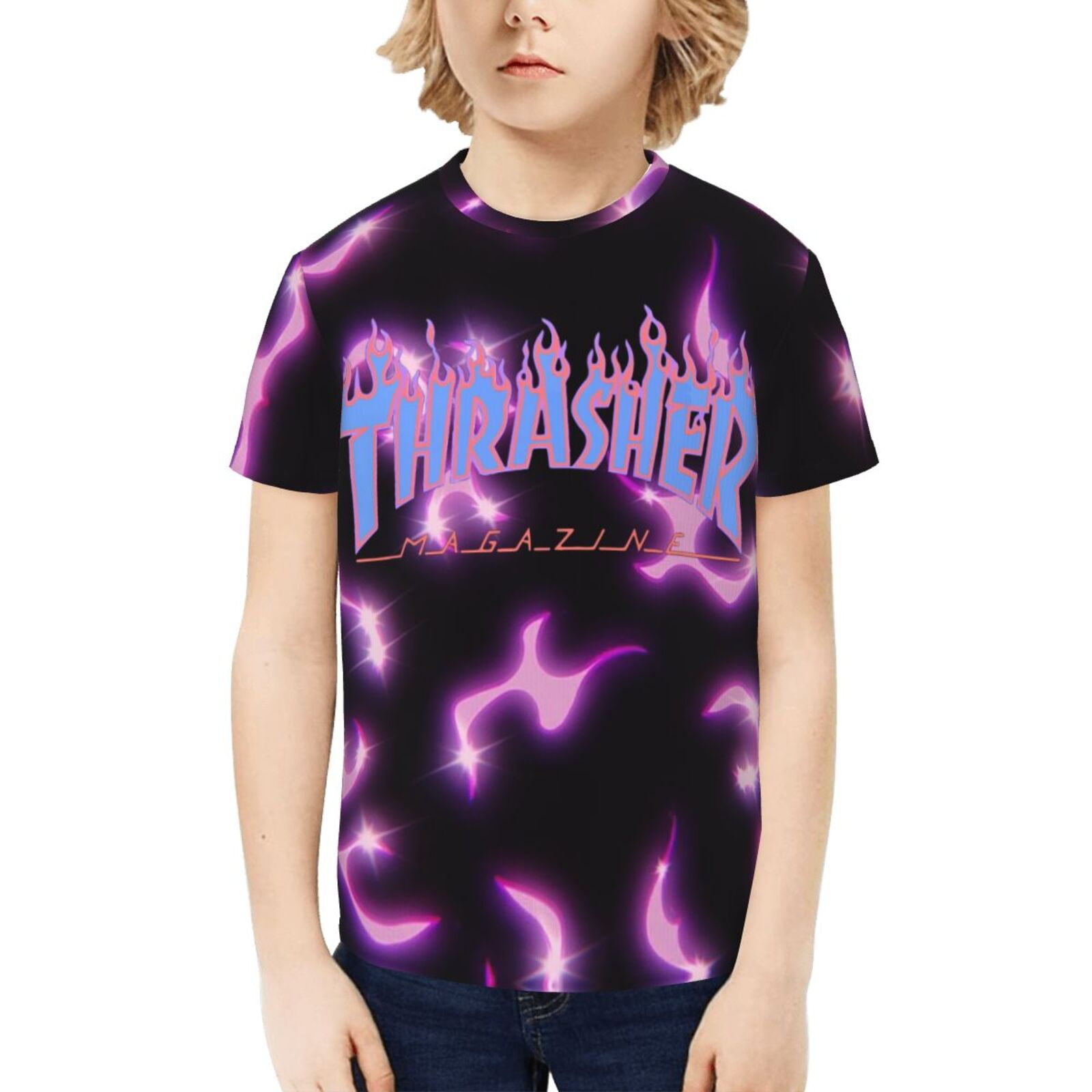 Blue And Purple Thrasher Shirt Thrasher Half Shirt Thrasher Mens T