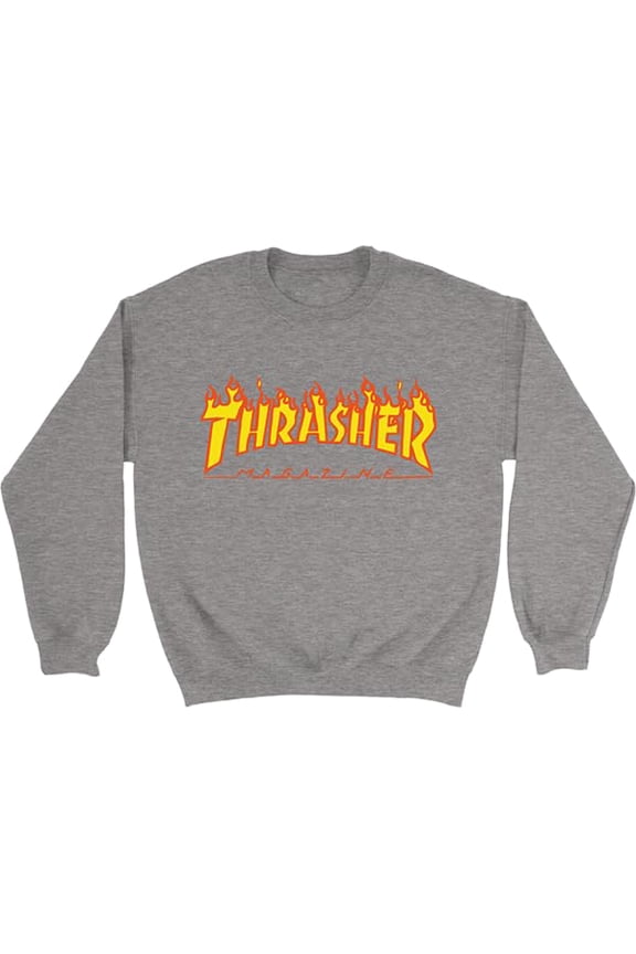 Flame Logo Crew Sweatshirt Extra Large Heather Grey