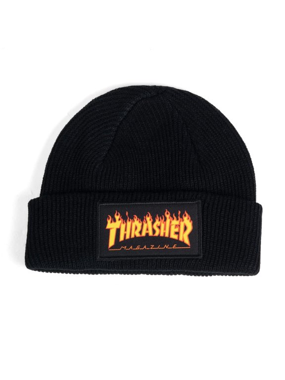 Flame Patch Beanie - Black