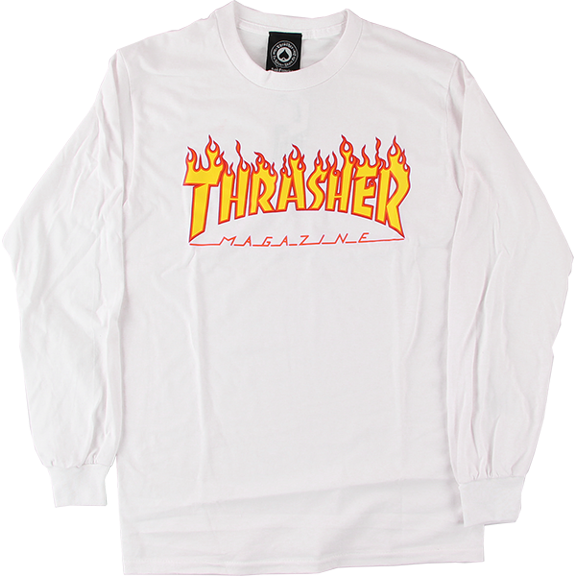 Thrasher Flames L/S M-White/Yel