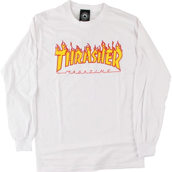 Thrasher Flames Long Sleeve Extra Large White/Yellow