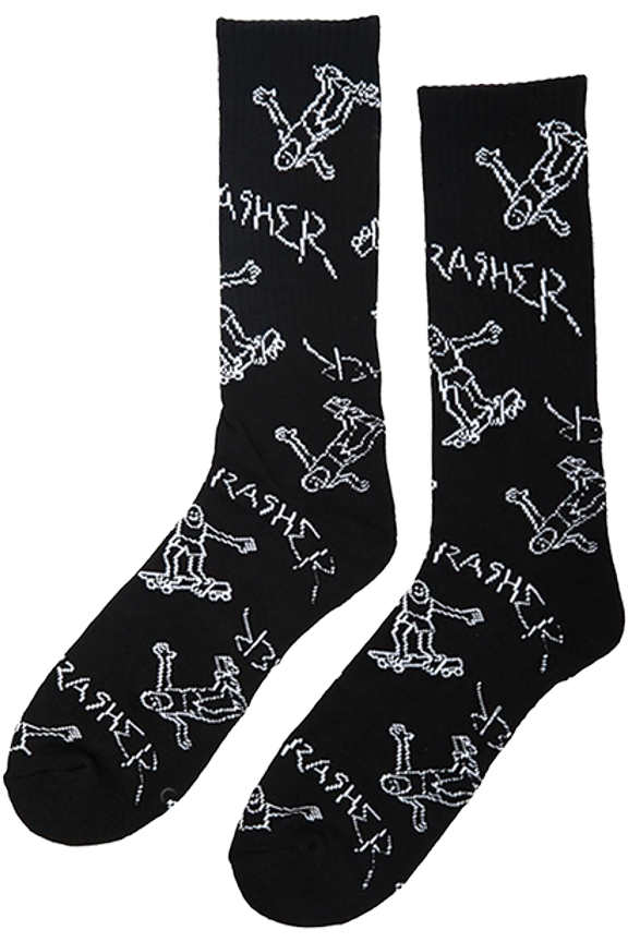 Gonz Logo Pattern Crew Socks Black/Wht