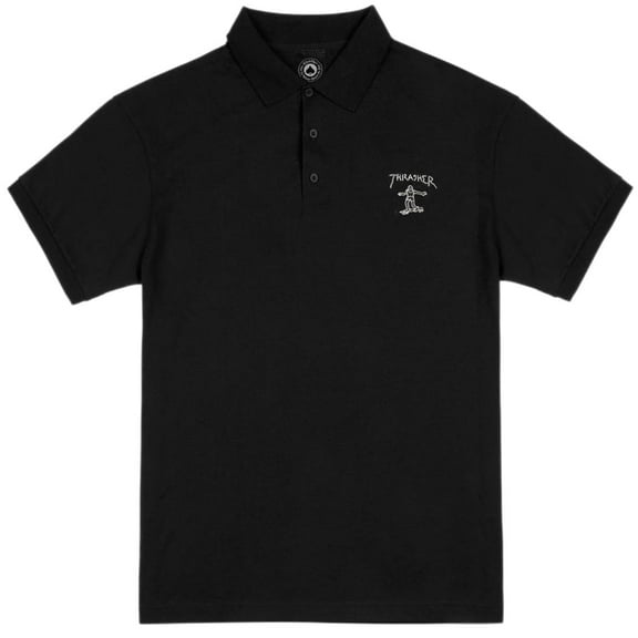 Thrasher Little Gonz Embroidered Small Medium Polo Shirt Black