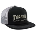 thumbnail image 1 of Thrasher Logo Mag Embroidered Trucker Hat Black Silver Snapback, 1 of 4