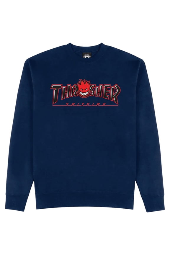 Magazine Spitfire Bighead Outline Navy Men's Hooded Sweatshirt - Medium