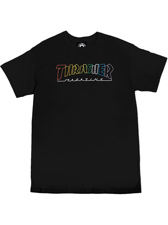 Outlined Rainbow Mag Ss M-Black