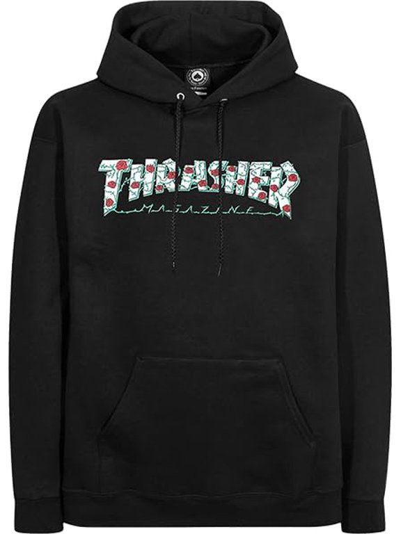 Roses Hooded Sweatshirt Small Black