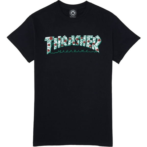 Thrasher Roses Small Medium T-Shirt - Black