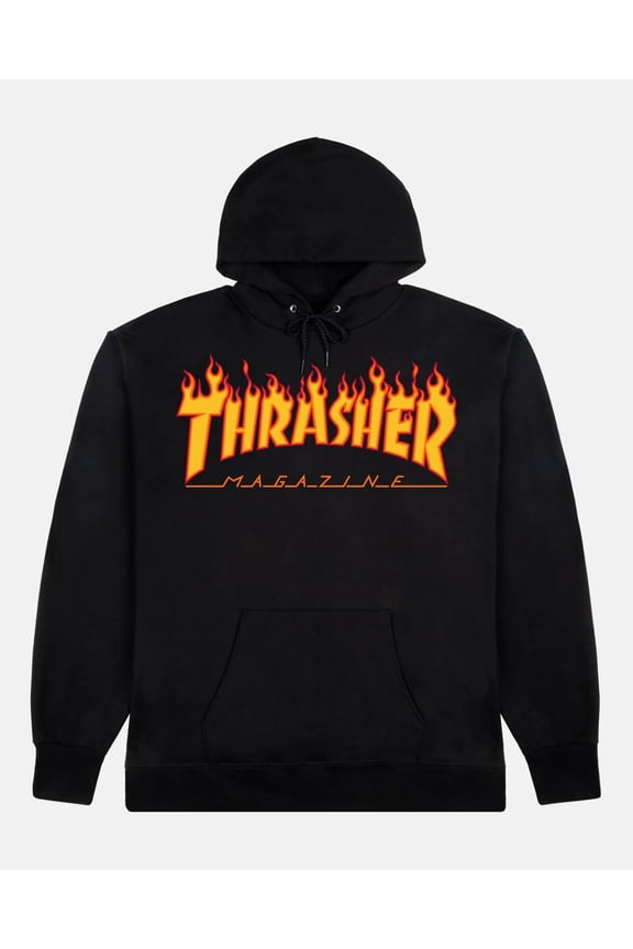 Skate Men's Flame Logo Hoodie Sweatshirt (Medium, Black)