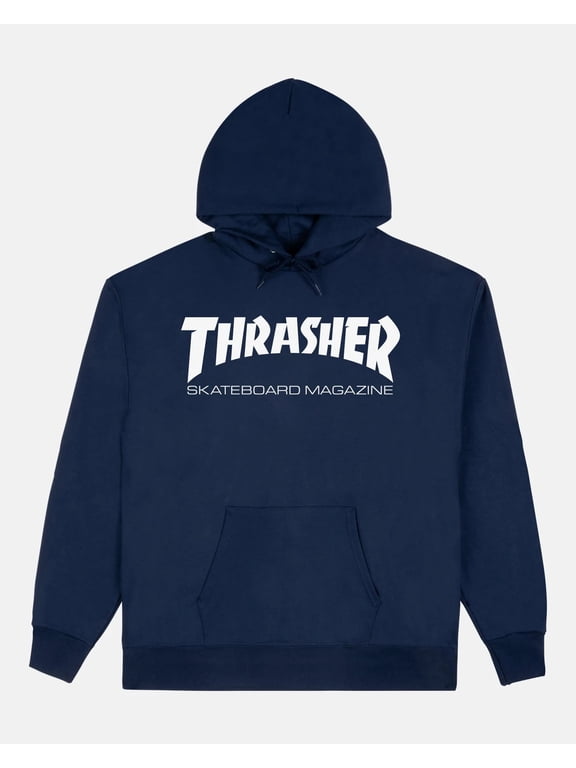 Thrasher Skateboard Magazine Men's Mag Hoodie Sweatshirt (Small, Navy)