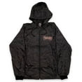 thumbnail image 1 of Thrasher Skateboarding Magazine Men's Flame Logo Coach Hooded Black Camo Jacket (Small), 1 of 4