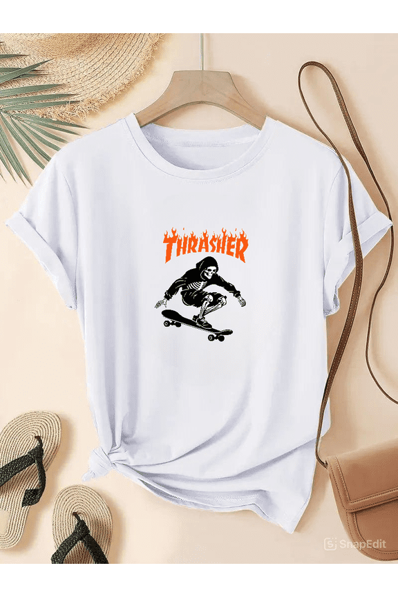Thrasher Skateboarding Streetwear Skater Classic Flame Logo Unisex T-Shirt.PNG V50202 up to size 5XL