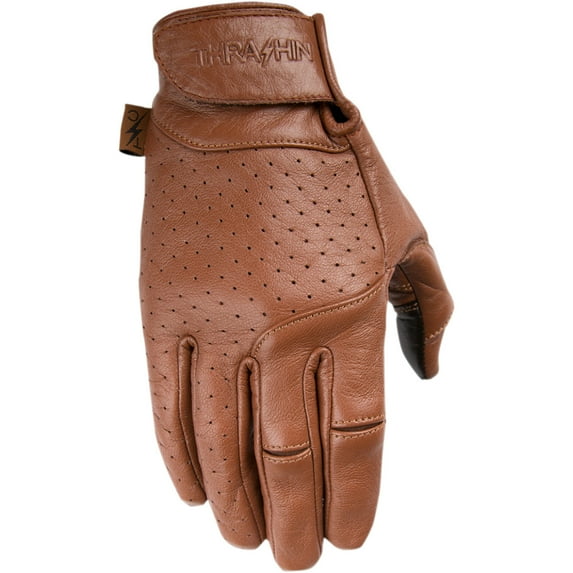 Thrashin Supply Siege Mens Leather Vented Gloves Brown SM