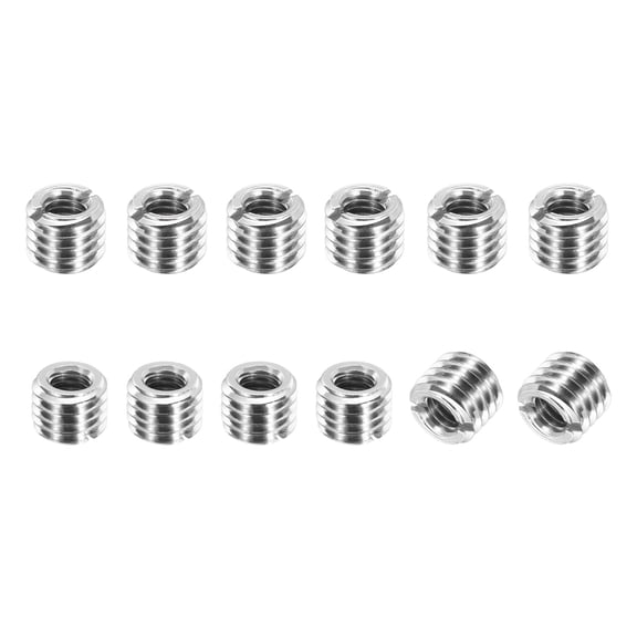 Thread Adapters Sleeve Reducing Nut, 12Pcs M10x1.5 Male to M6x1 Female Repairing Insert Nut Screw Reducer Conversion 303 Stainless Steel Fastener 8mm