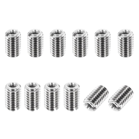 Thread Adapters Sleeve Reducing Nut, 12Pcs M6x1 Male to M3x0.5 Female Repairing Insert Nut Screw Reducer Conversion 303 Stainless Steel Fastener 10mm
