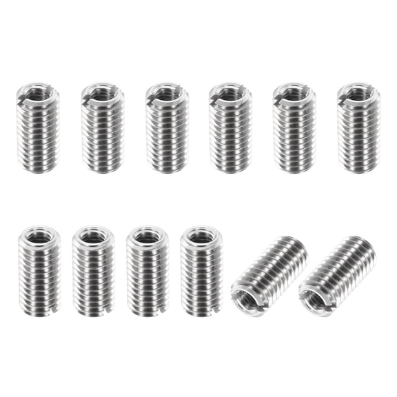 Thread Adapters Sleeve Reducing Nut, 12Pcs M8x1.25 Male to M5x0.8 Female Repairing Insert Nut Screw Reducer Conversion 303 Stainless Steel Fastener 15mm