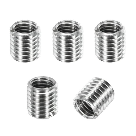 Thread Adapters Sleeve Reducing Nut, 5Pcs M10x1.5 Male to M8x1.25 Female Repairing Insert Nut Screw Reducer Conversion 303 Stainless Steel Fastener 10mm