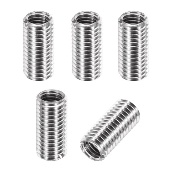 Thread Adapters Sleeve Reducing Nut, 5Pcs M10x1.5 Male to M8x1.25 Female Repairing Insert Nut Screw Reducer Conversion 303 Stainless Steel Fastener 20mm