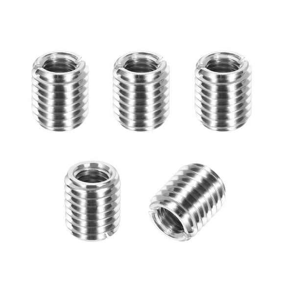 Thread Adapters Sleeve Reducing Nut, 5Pcs M12x1.5 Male to M8x1.25 Female Repairing Insert Nut Screw Reducer Conversion 303 Stainless Steel Fastener 12mm