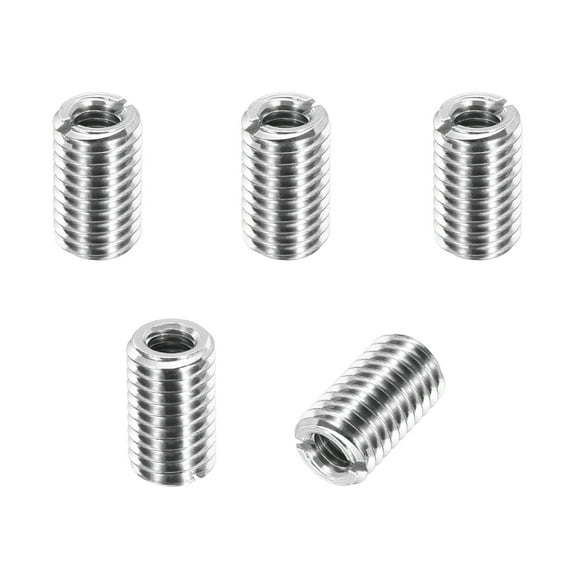 Thread Adapters Sleeve Reducing Nut, 5Pcs M12x1.75 Male to M6x1 Female Repairing Insert Nut Screw Reducer Conversion 303 Stainless Steel Fastener 20mm