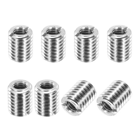 Thread Adapters Sleeve Reducing Nut, 8Pcs M12x1.75 Male to M6x1 Female Repairing Insert Nut Screw Reducer Conversion 303 Stainless Steel Fastener 15mm