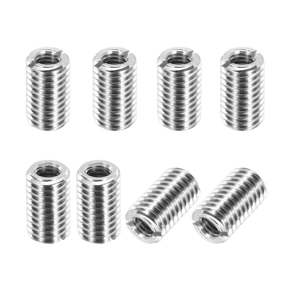 Thread Adapters Sleeve Reducing Nut, 8Pcs M12x1.75 Male to M6x1 Female Repairing Insert Nut Screw Reducer Conversion 303 Stainless Steel Fastener 20mm