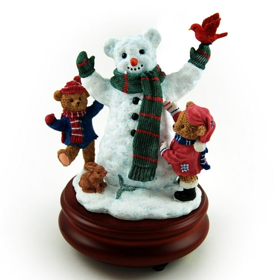 Thread Bears - Frost The Snowman With Little Threadbears Musical Figurine - Over 400 Song Choices - Pomp & Circumstance