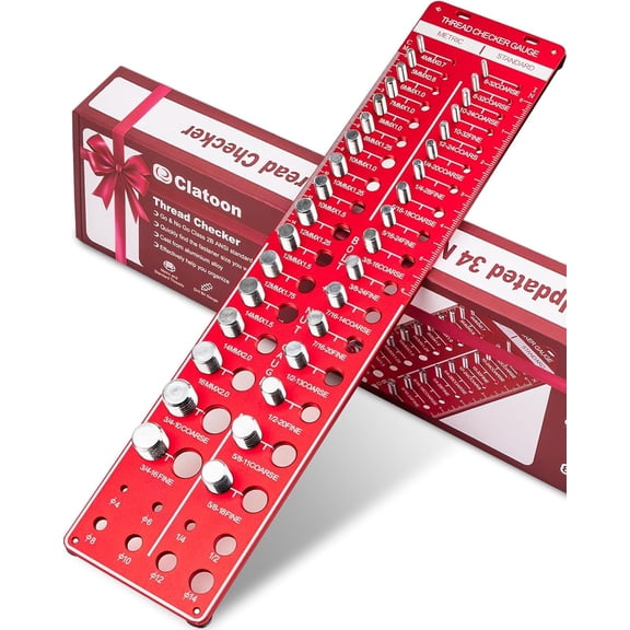 Thread Checker, 42 Nut and Bolt Thread Checker, Thread Gauge Solid Bolts with 19 Standard and 15 Metric, identibolt 8 Drill Bit Gauge, Heavy-Duty Bolt and Nut Identifier Gauge