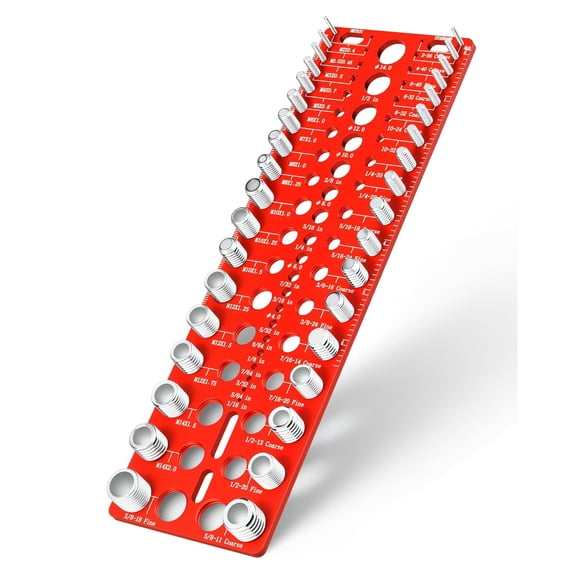 Thread Checker - 55 Nut & Bolt Thread Checker, Bolt Size and Thread Gauge 19 Standard and 17 Metric Sizes & 19 Drill Bit Gauge, Bolts and Nut Identifier Gauge for Easy Verifying Sizing