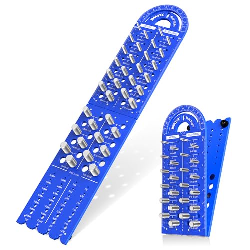 Thread Checker, Nut and Bolt Thread Checker 18 Standard & 18 Metric & 28 Drill Bit Sizes, 2-in-1 Foldable Bolt Size Finder, Screw Identifier Gauge with Protractor & Ruler Gift for Women Men$$Tools