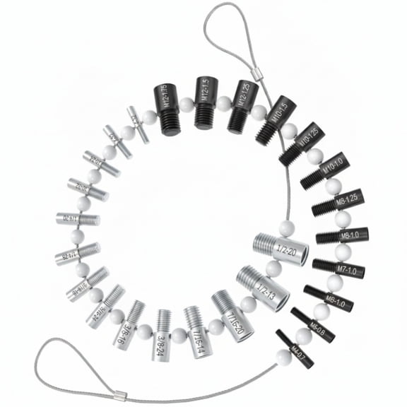 Thread Checker, Nut and Bolt Identifier Gauge, Standard and Metric Thread Size Tool, 26 Piece Set