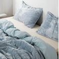 thumbnail image 1 of Thread Connect Powder Blue Velvet Duvet Cover King/Queen Size Comforter Set, Boho Bedding Sheets Crushed Velvet bedding sets Ties Closure, (1 Duvet Cover & 6, 1 of 3