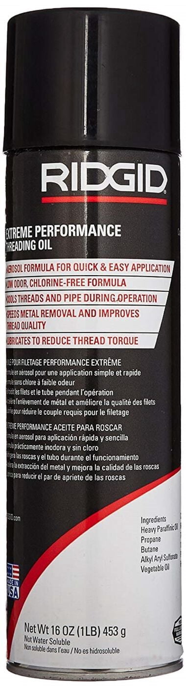 RIDGID Thread Cutting Oil, Extreme Performance Aerosol, 16 oz, Reduces ...